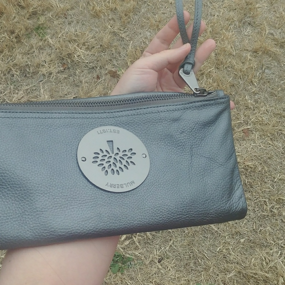 Mulberry Gunmetal Clutch Wristlet Large Wallet